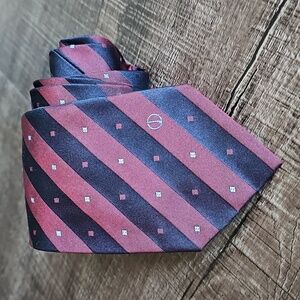 Dunhill Burgundy and Navy Striped Tie